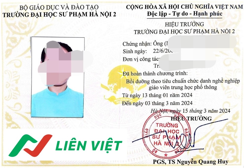 Chứng chỉ chức danh nghề nghiệp giáo viên THPT
