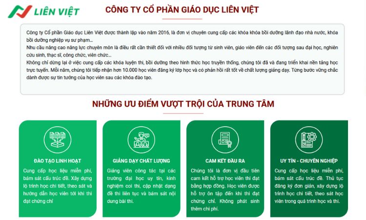 Liên Việt Education địa chỉ uy tín về đào tạo kế toán tổng hợp