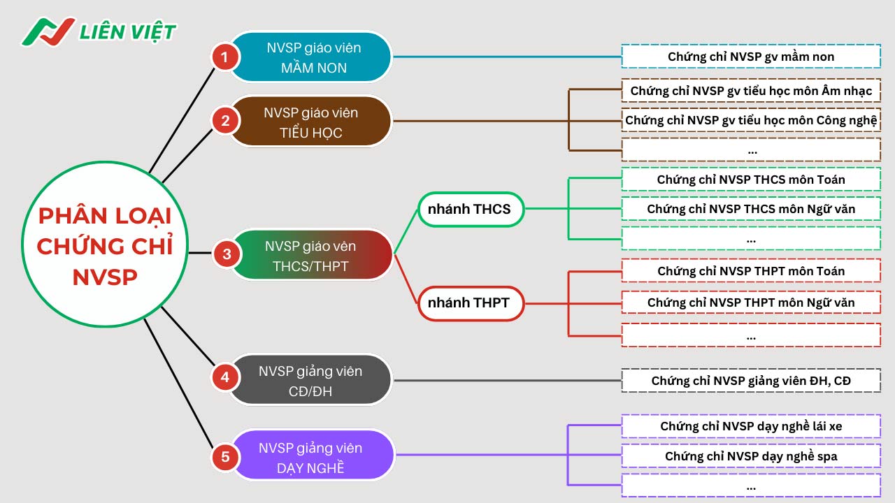 các loại chứng chỉ nghiệp vụ sư phạm