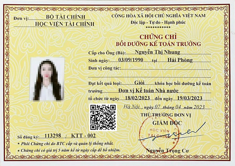 Chứng chỉ kế toán trưởng