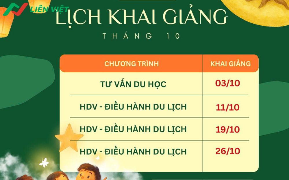 Lịch khai giảng lớp học chứng chỉ hướng dẫn viên du lịch tại Liên Việt