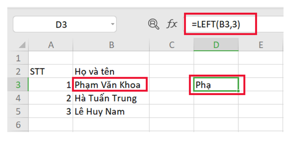 Hàm LEFT
