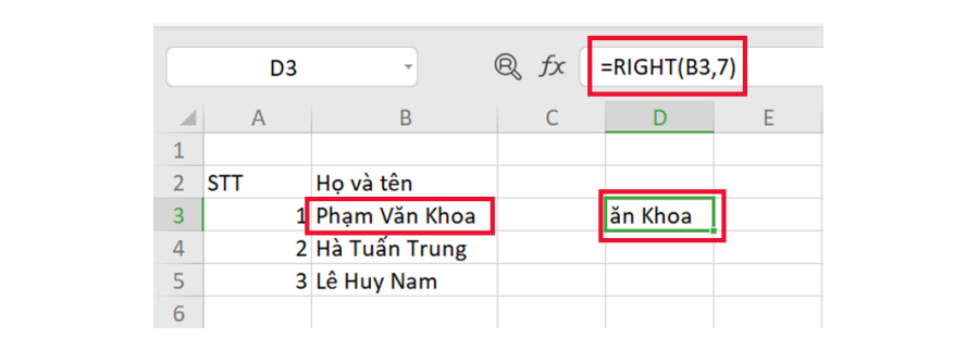 Hàm RIGHT