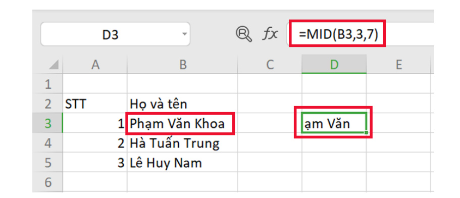 Hàm MID
