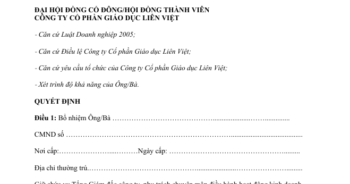 Mẫu Quyết định bổ nhiệm Tổng giám đốc mới nhất 2025