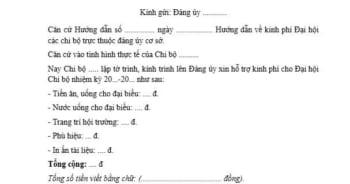 Tải mẫu tờ trình xin kinh phí Đại hội Chi bộ 2025