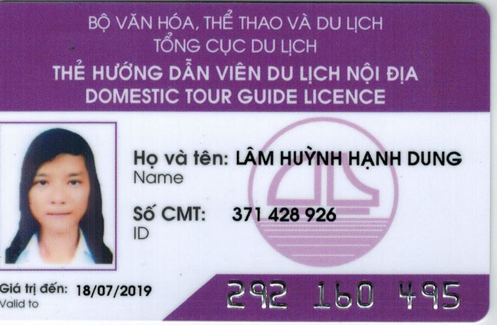 Mẫu thẻ hướng dẫn viên du lịch nội địa đúng quy định của Luật Du lịch