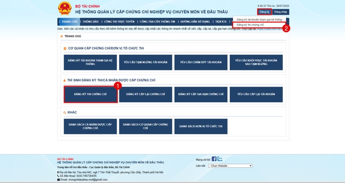 Thí sinh có thể theo dõi lịch thi chứng chỉ đấu thầu 2025, đăng ký, nộp hồ sơ qua hệ thống chungchidauthau.mpi.gov.vn