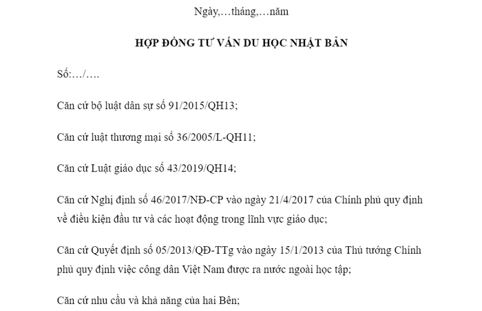 Nội dung chính trong hợp đồng tư vấn du học Nhật Bản