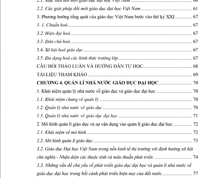 Nội dung chương 3 và 4 của môn Giáo dục đại học thế giới và Việt Nam
