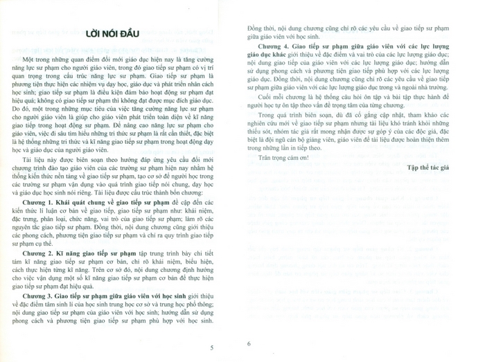 Các trang sách đầu tiên của Giáo trình giao tiếp sư phạm