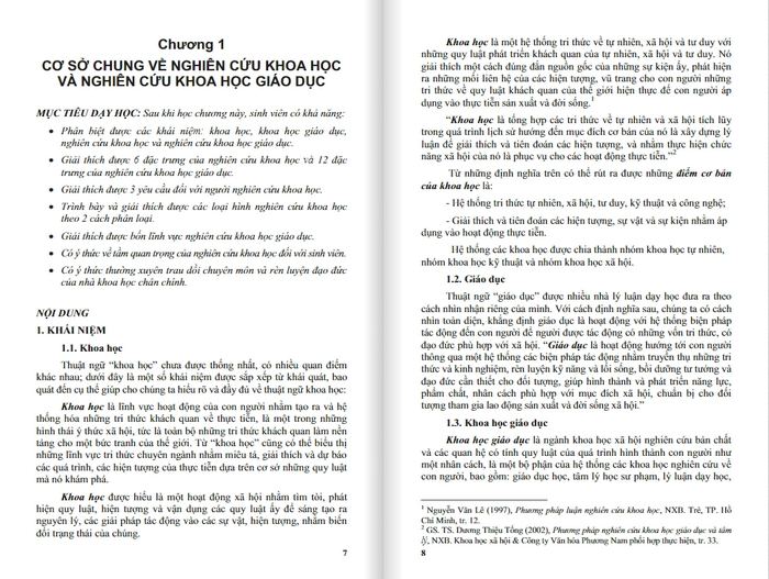 Nội dung chương đầu giáo trình Phương Pháp Nghiên Cứu Khoa Học