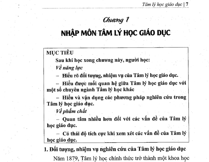 Một phần nội dung của sách Hướng dẫn học tâm lý học giáo dục