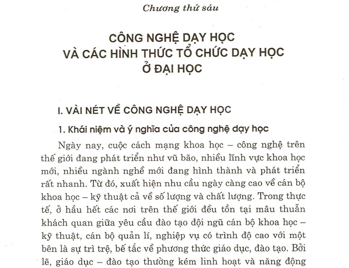 Nội dung chương 6 giáo trình Lý Luận Dạy Học Đại Học