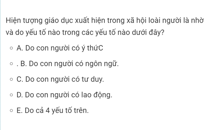 Các câu hỏi trắc nghiệm môn Giáo dục học đại cương kiểm tra để đánh giá kiến thức môn của người học