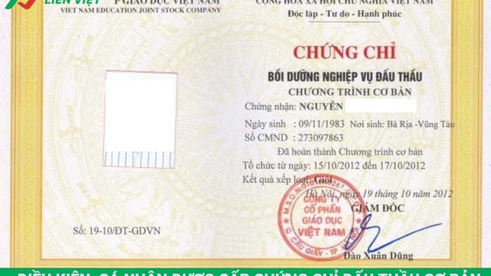 cá nhân được cấp chứng chỉ đấu thầu cơ bản