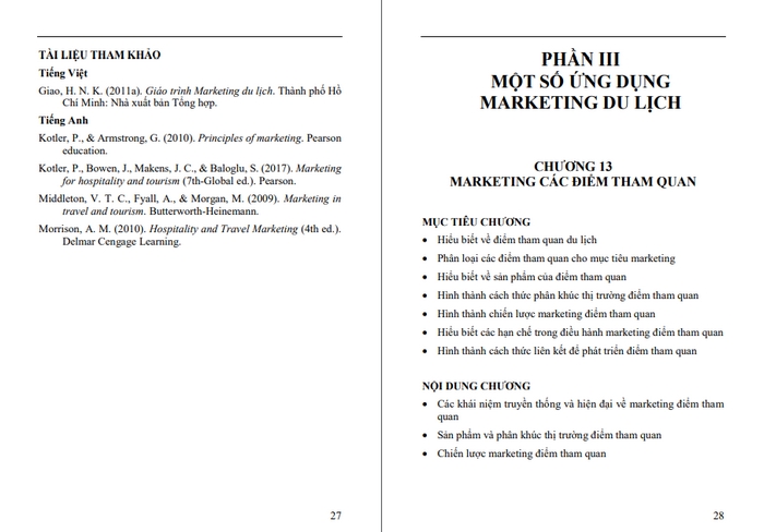 Phần nội dung 3 của giáo trình Marketing du lịch