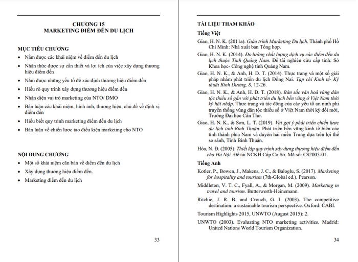 Nội dung chương cuối của giáo trình Marketing du lịch