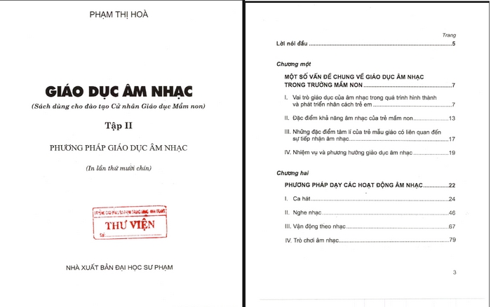 Nội dung các trang đầu của Giáo trình phương pháp giáo dục âm nhạc cho trẻ mầm non