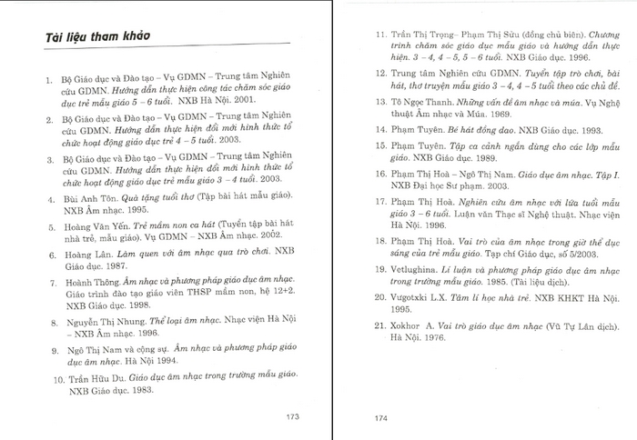 Nội dung mục tài liệu tham khảo cuối giáo trình