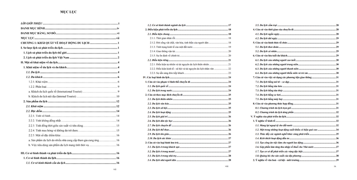 Mục lục của Giáo trình Tổng quan du lịch