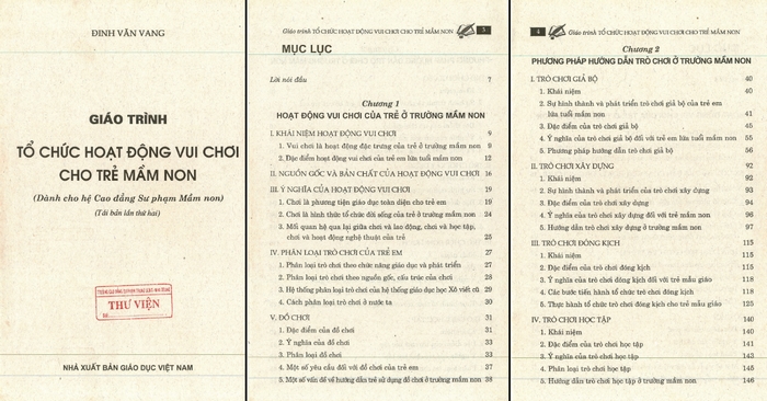 Nội dung chính của Giáo trình “Tổ chức hoạt động vui chơi cho trẻ mầm non”