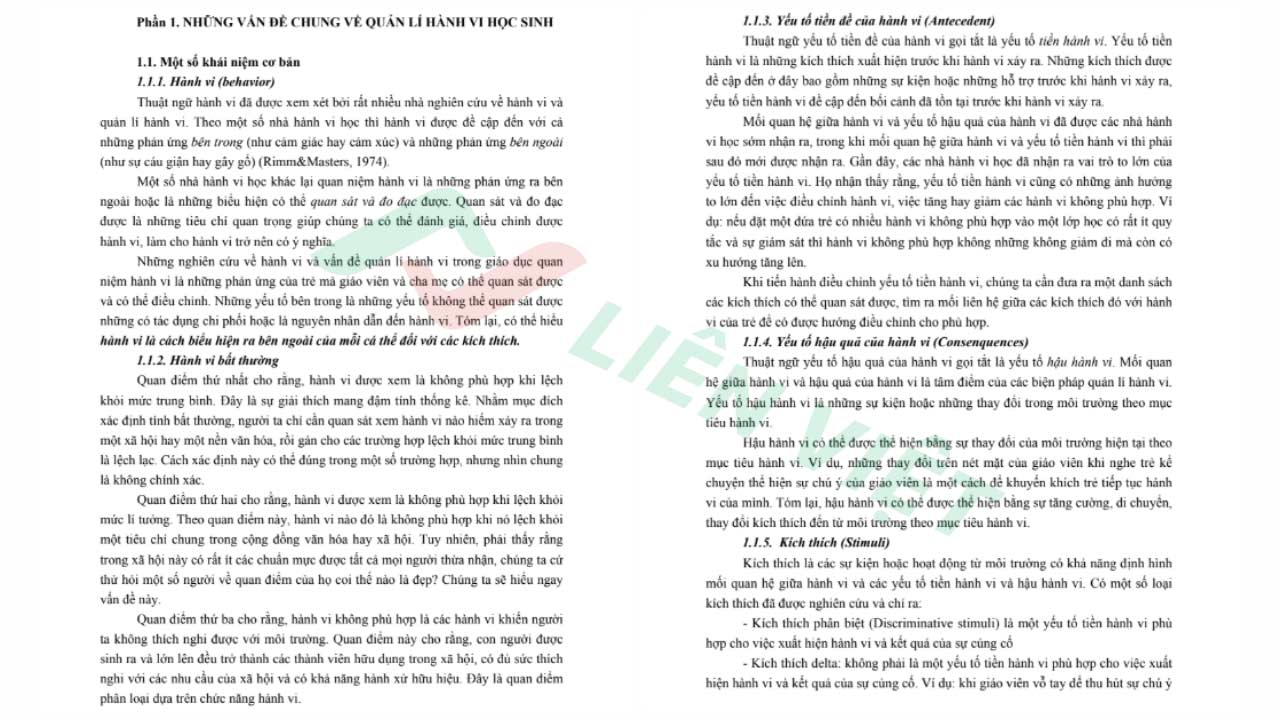quản lý hành vi học sinh tiểu học PDF