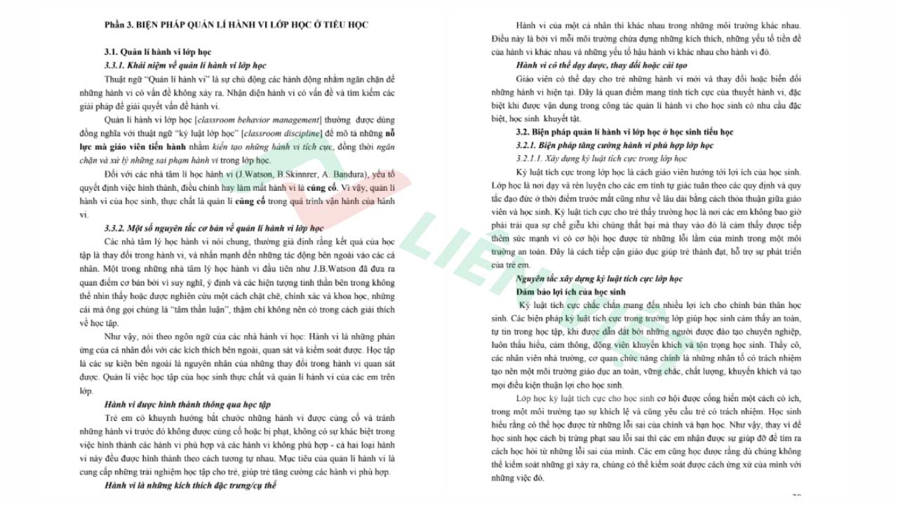 quản lý hành vi học sinh tiểu học PDF