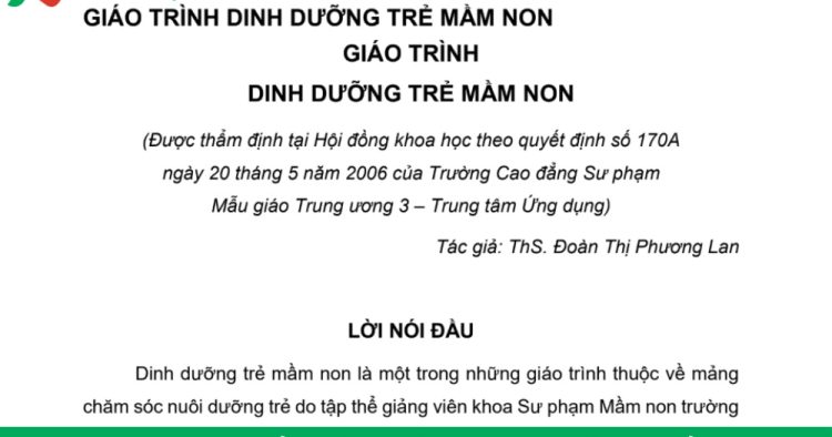 giáo trình Dinh dưỡng trẻ em PDF