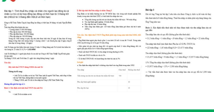 bài tập kế toán thuế thu nhập cá nhân