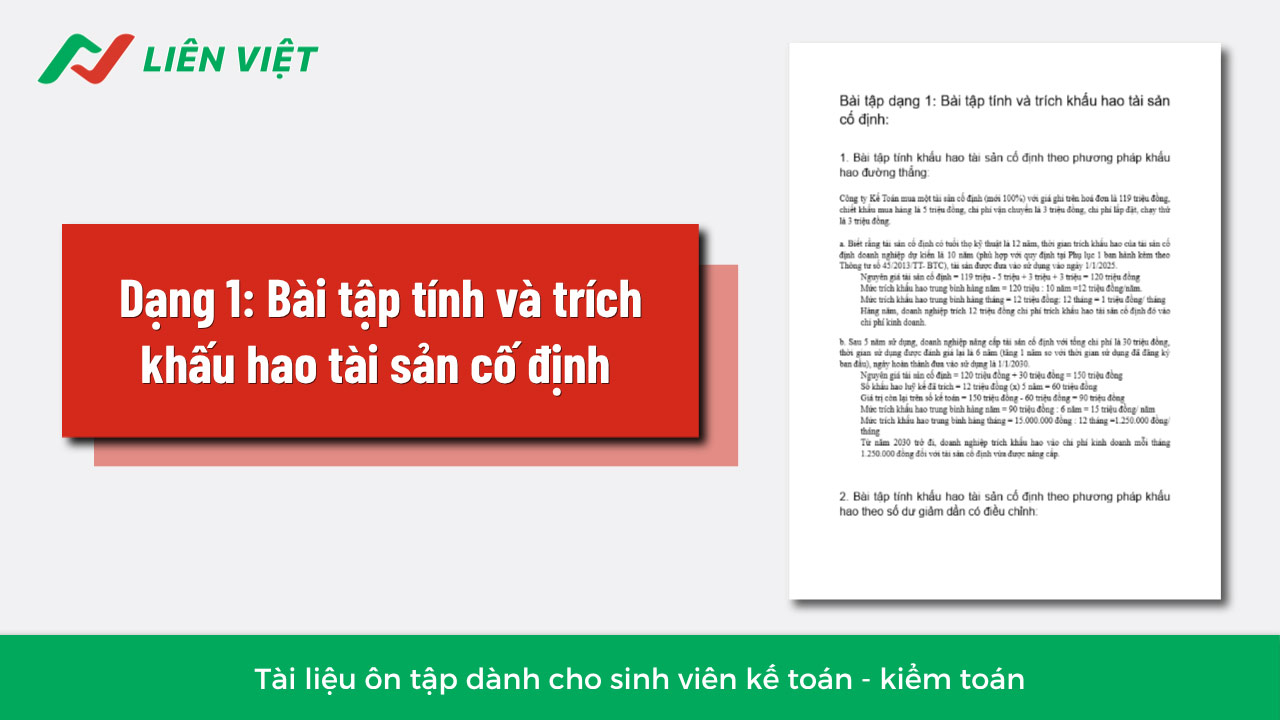 bài tập kế toán tài sản cố định