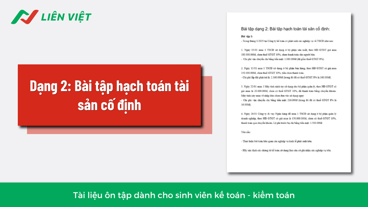 bài tập kế toán tài sản cố định
