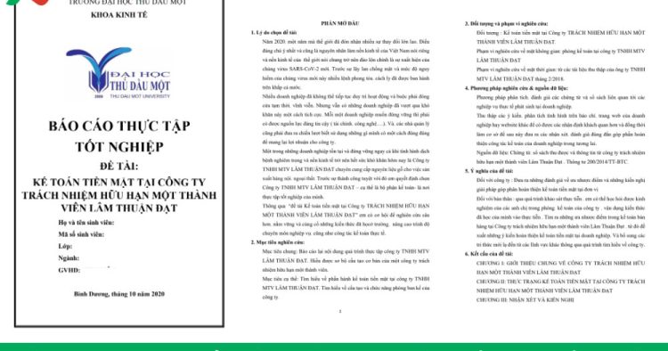 Link tải Mẫu báo cáo thực tập Kế toán tiền mặt 2026
